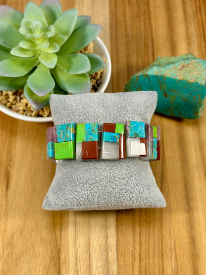 Multi Color Inlay Stretchy Bracelet