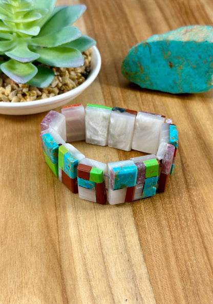 Multi Color Inlay Stretchy Bracelet