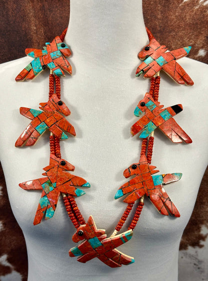 Sponge Coral Inlay Horse Necklace