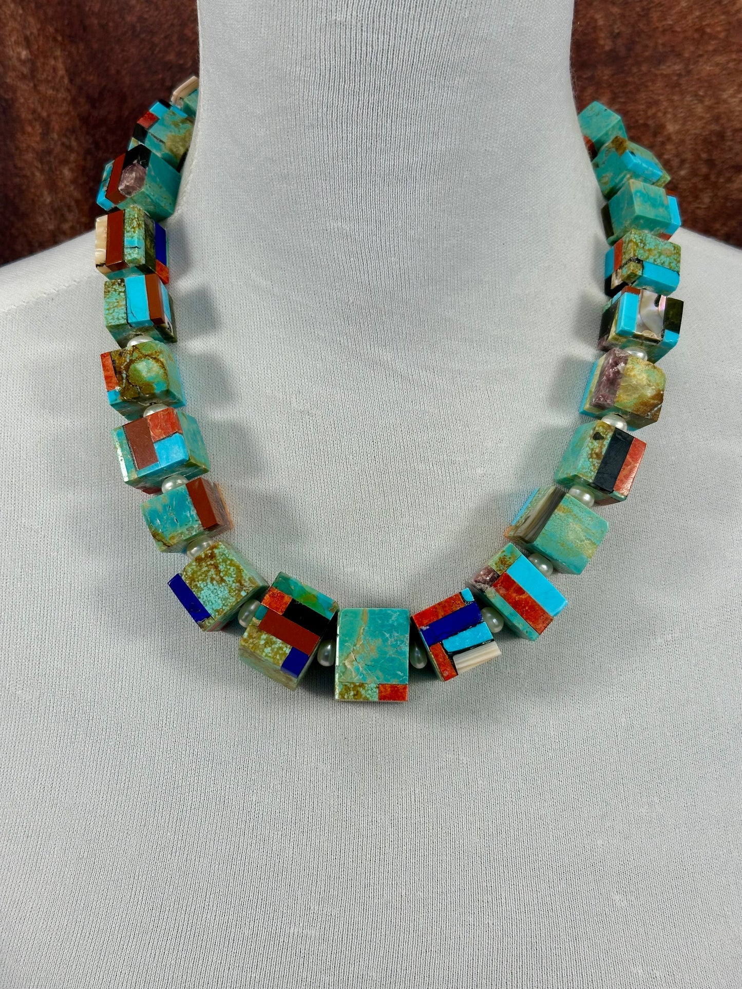Inlay Cube Necklace