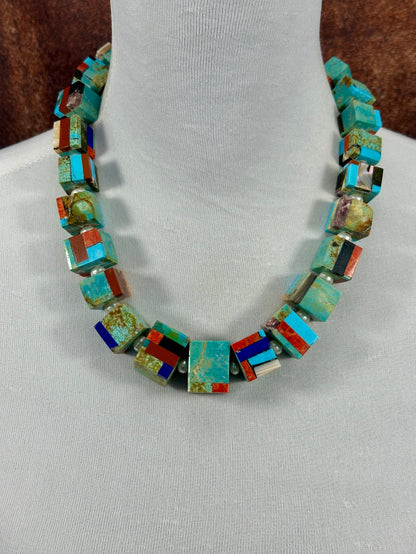 Inlay Cube Necklace