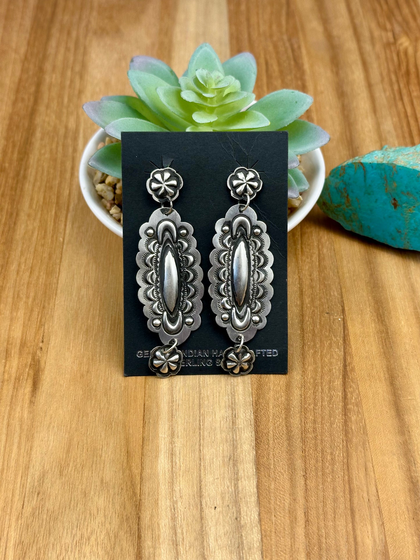 Sterling Silver Oval Stamped Earrings