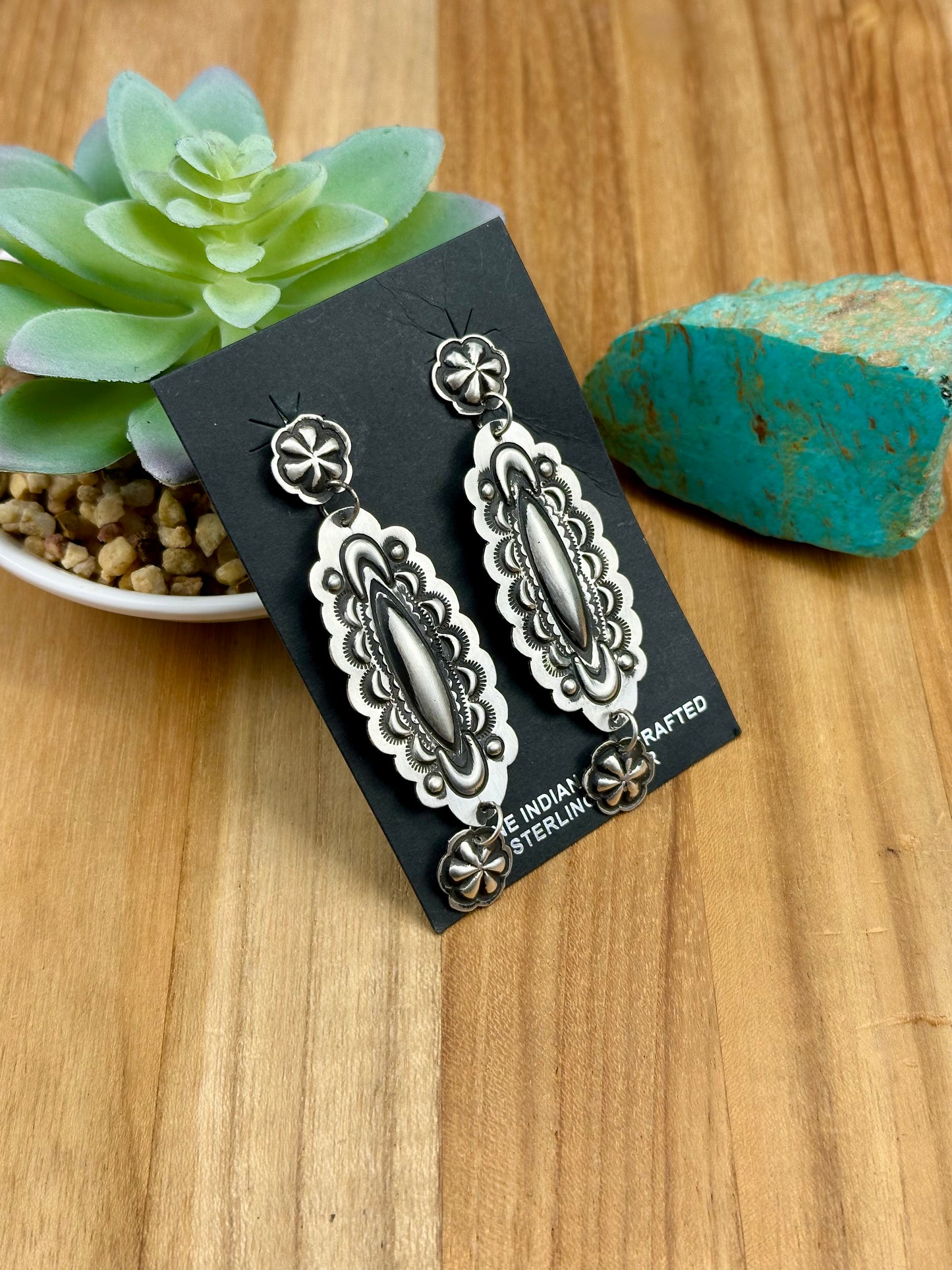 Sterling Silver Oval Stamped Earrings