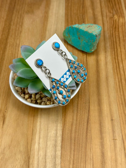 Kingman Turquoise Sterling Teardrop Earrings