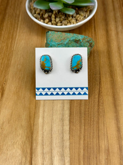 Kingman Turquoise Sterling Stud Earrings