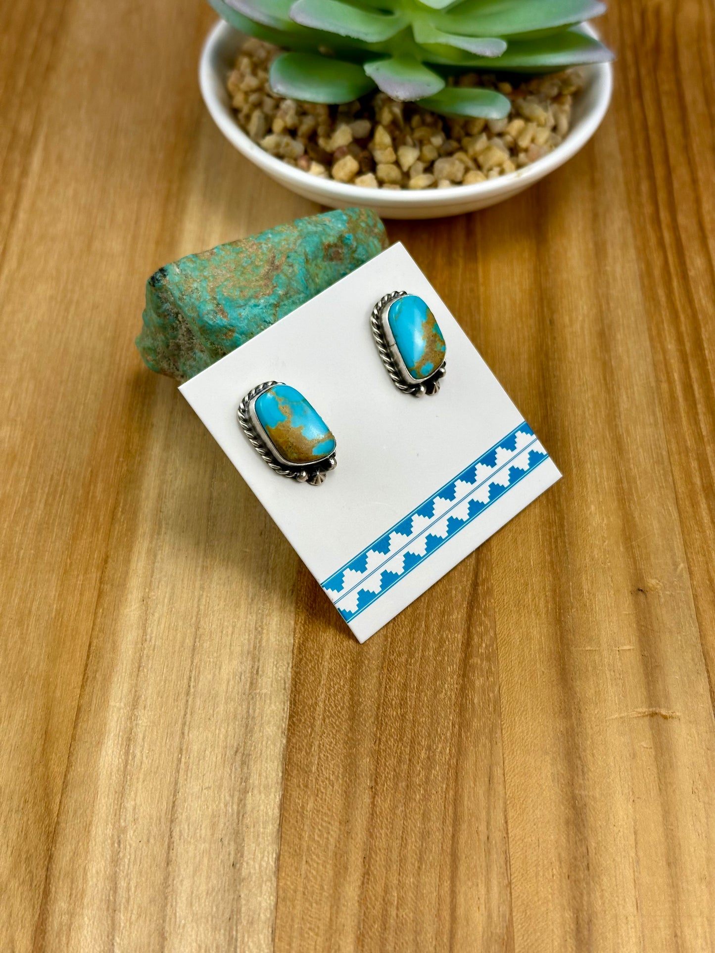 Kingman Turquoise Sterling Stud Earrings