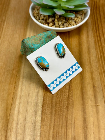 Kingman Turquoise Sterling Stud Earrings