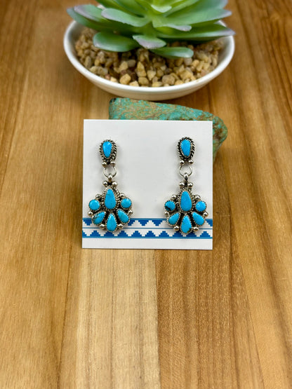 Kingman Turquoise Dangle Cluster Earrings