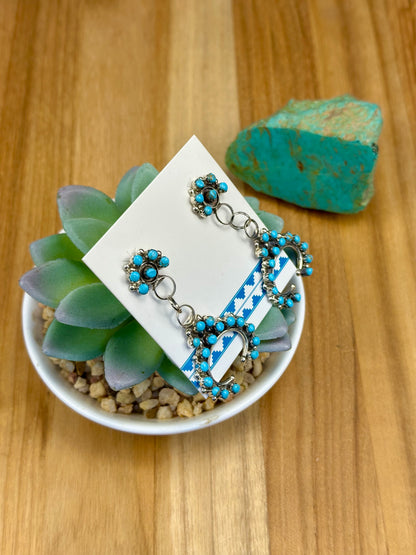 Kingman Turquoise Cluster Zuni Earrings