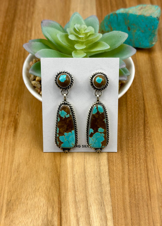 #8 Turquoise 2 Stone Dangle Earrings