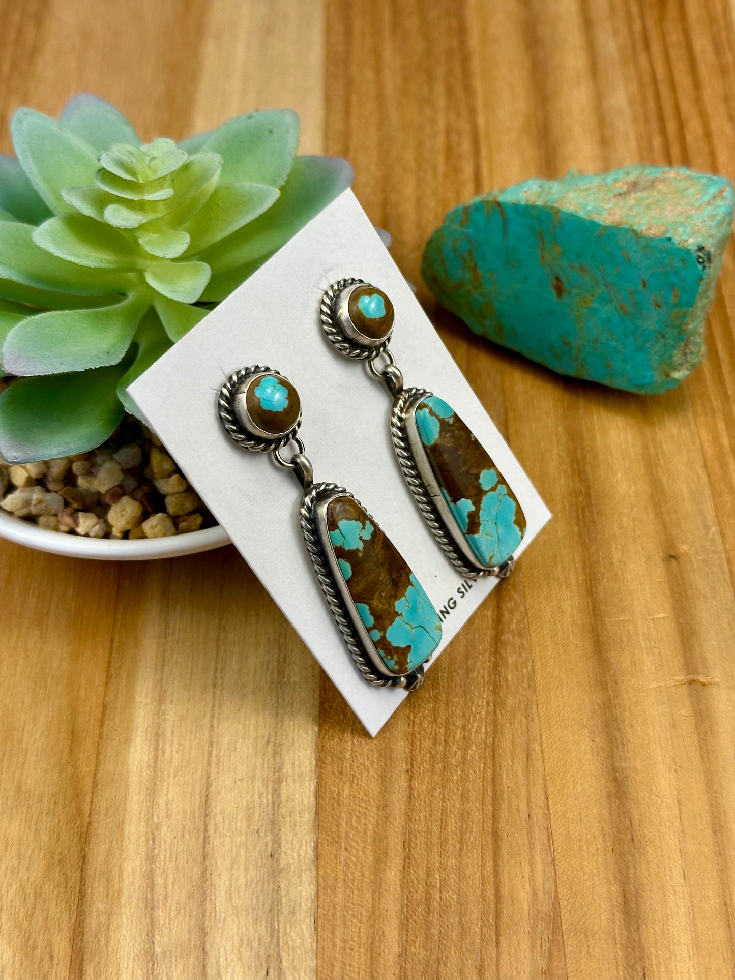 #8 Turquoise 2 Stone Dangle Earrings