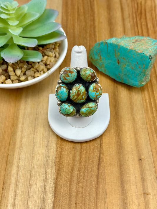 Kingman Turquoise Cluster Sterling Ring