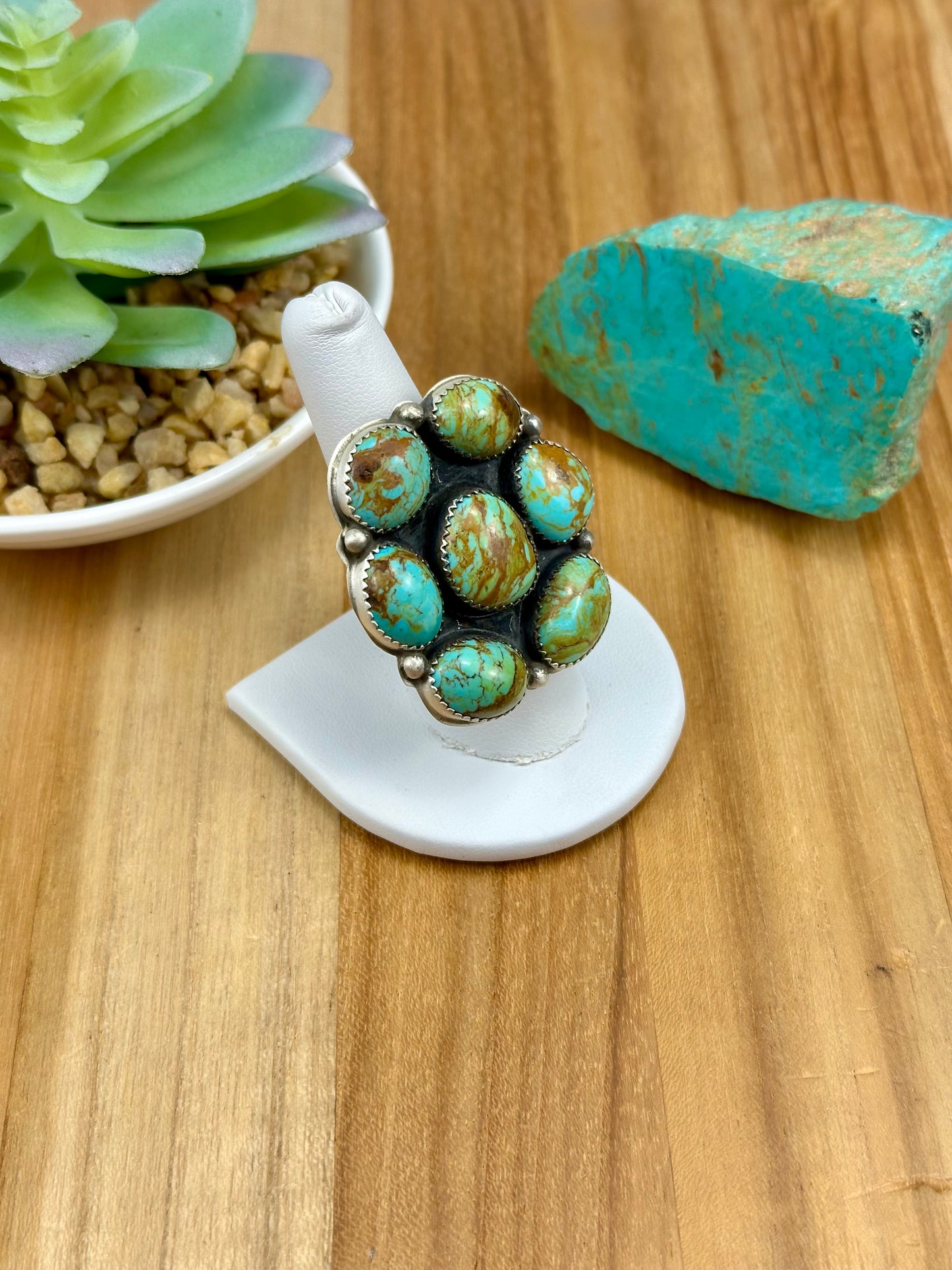 Kingman Turquoise Cluster Sterling Ring