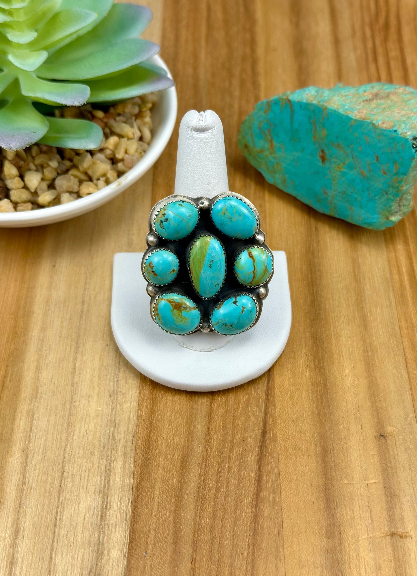 Kingman Turquoise Cluster Ring