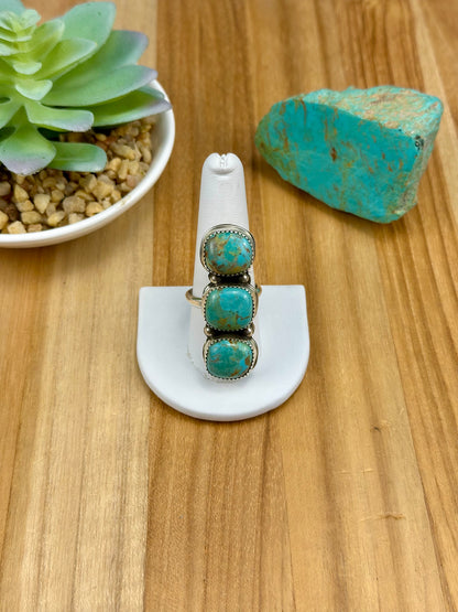Kingman Turquoise 3 Stone Ring
