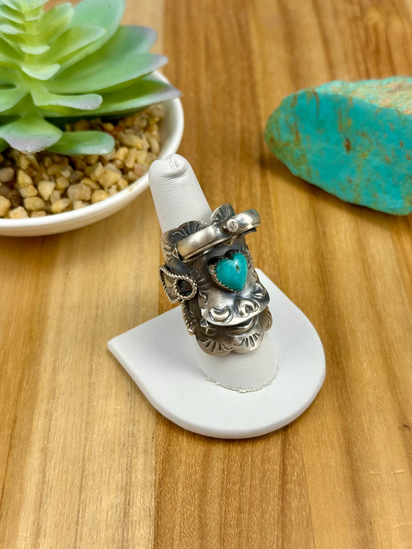Kingman Turquoise Sterling Saddle Ring