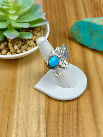 Kingman Turquoise Sterling Buffalo Ring