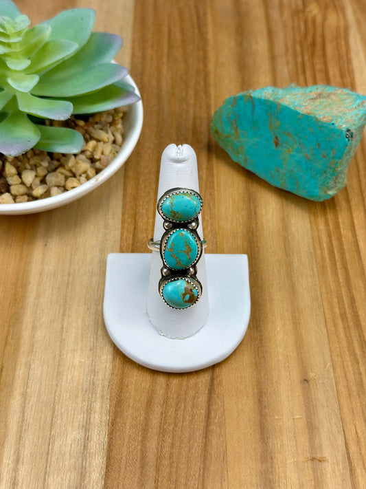Kingman Turquoise 3 Stone Ring