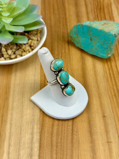 Kingman Turquoise 3 Stone Ring