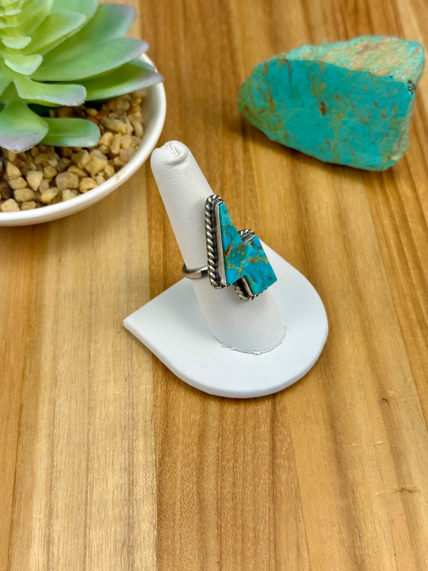 Kingman Turquoise Lightining Sterling Ring