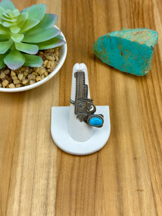 Kingman Turquoise Revolver Sterling Ring