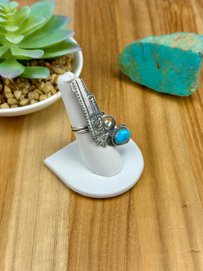 Kingman Turquoise Revolver Sterling Ring