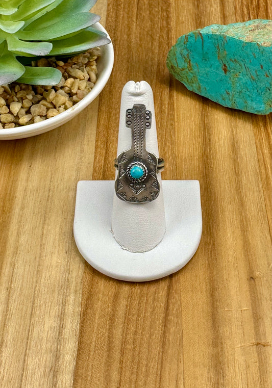 Kingman Turquoise Guitar Sterling Ring