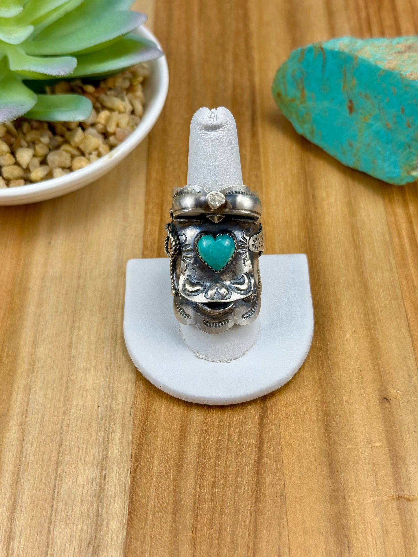 Kingman Turquoise Sterling Saddle Ring