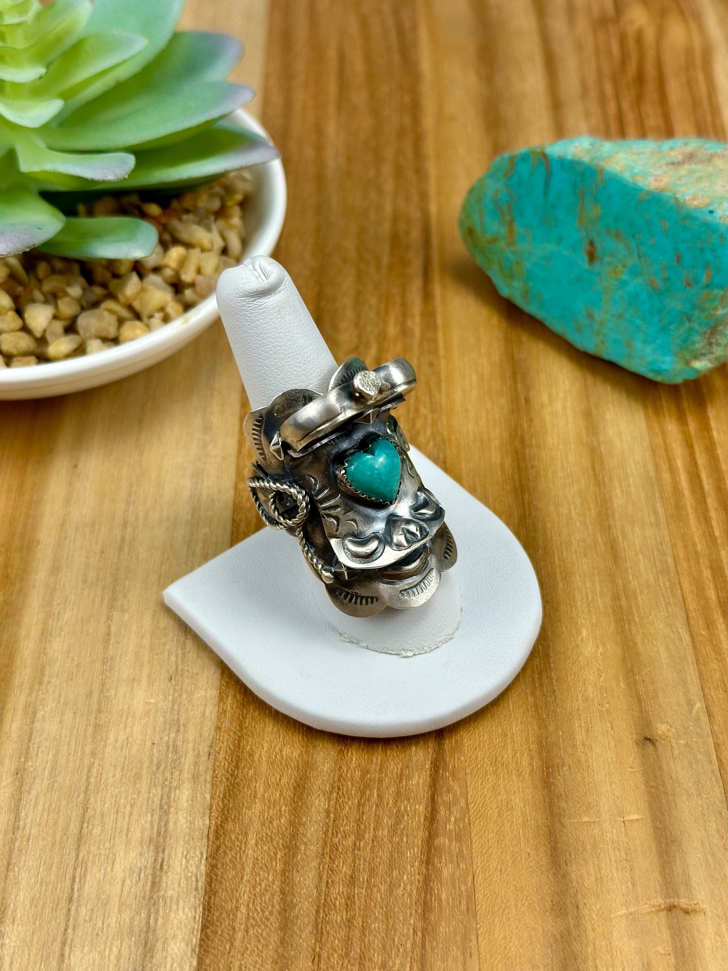 Kingman Turquoise Sterling Saddle Ring