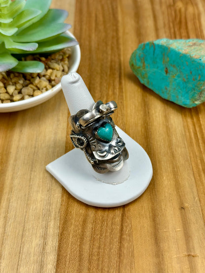 Kingman Turquoise Sterling Saddle Ring