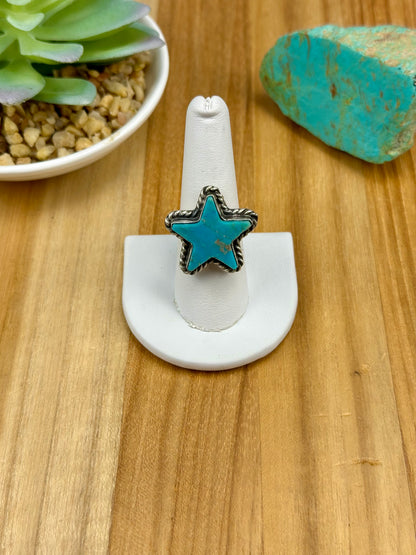 Kingman Turquoise Sterling Star Ring