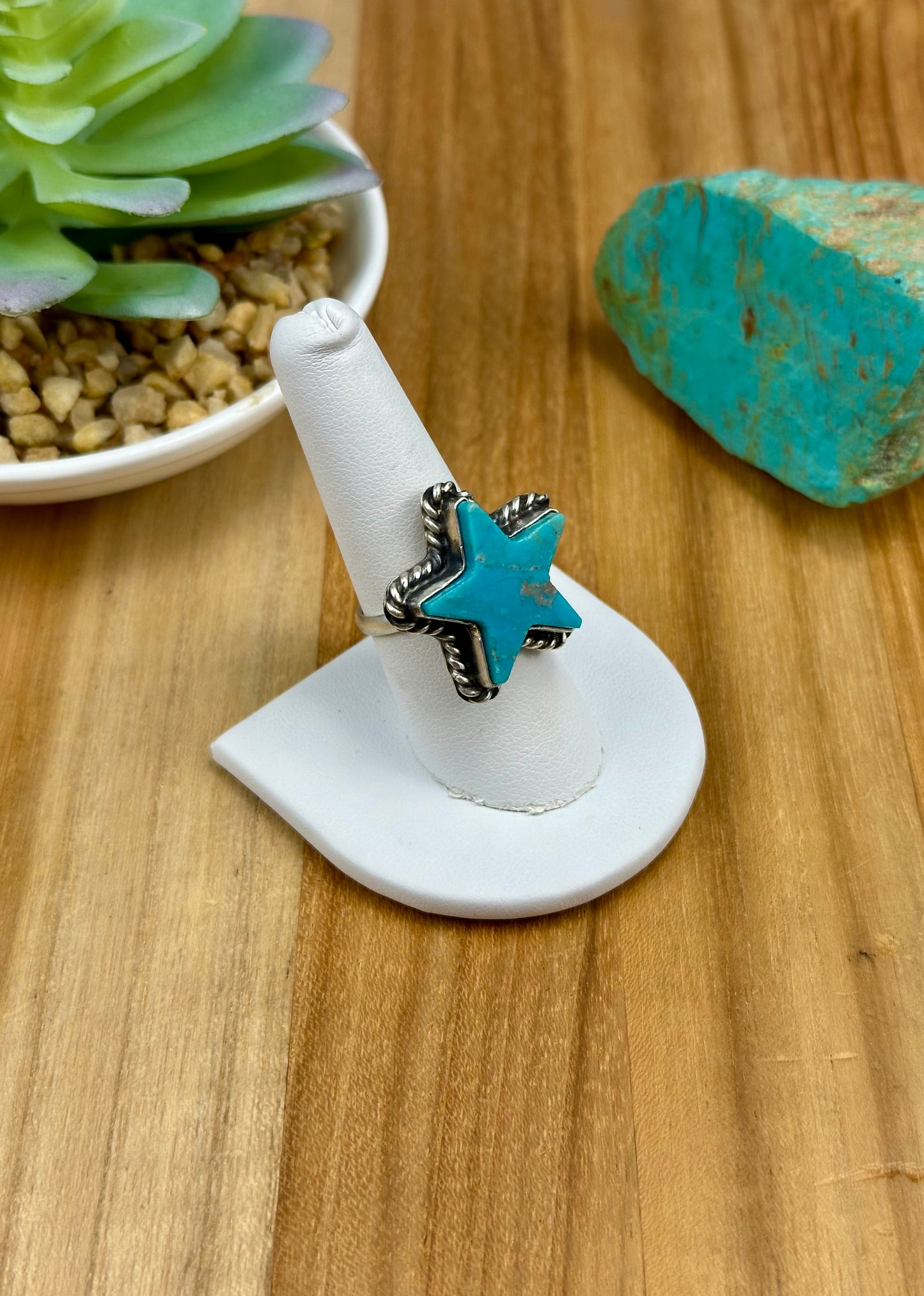 Kingman Turquoise Sterling Star Ring