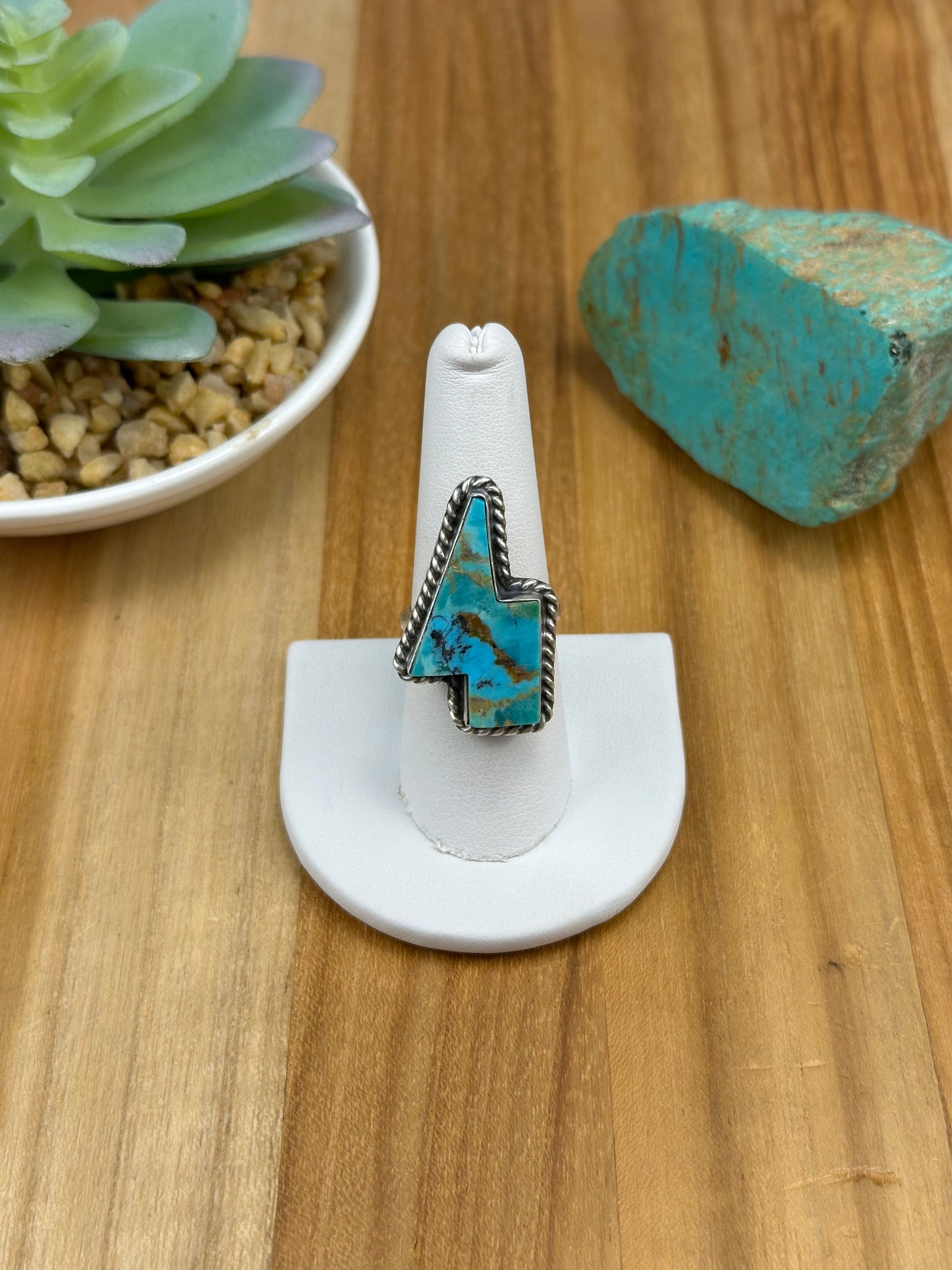 Kingman Turquoise Lighting Sterling Ring