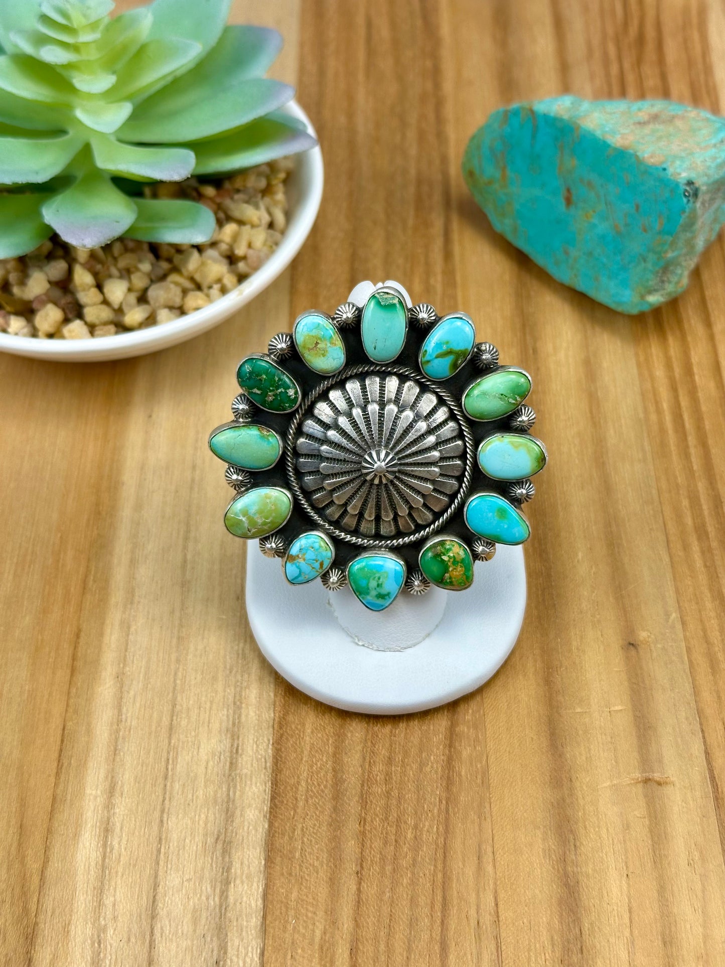 Sonoran Gold Turquoise Sterling Cluster Ring