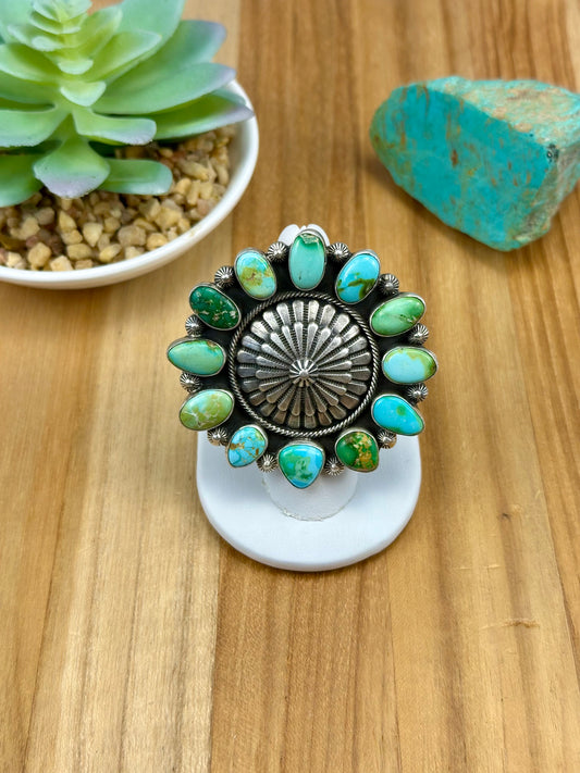 Sonoran Gold Turquoise Sterling Cluster Ring