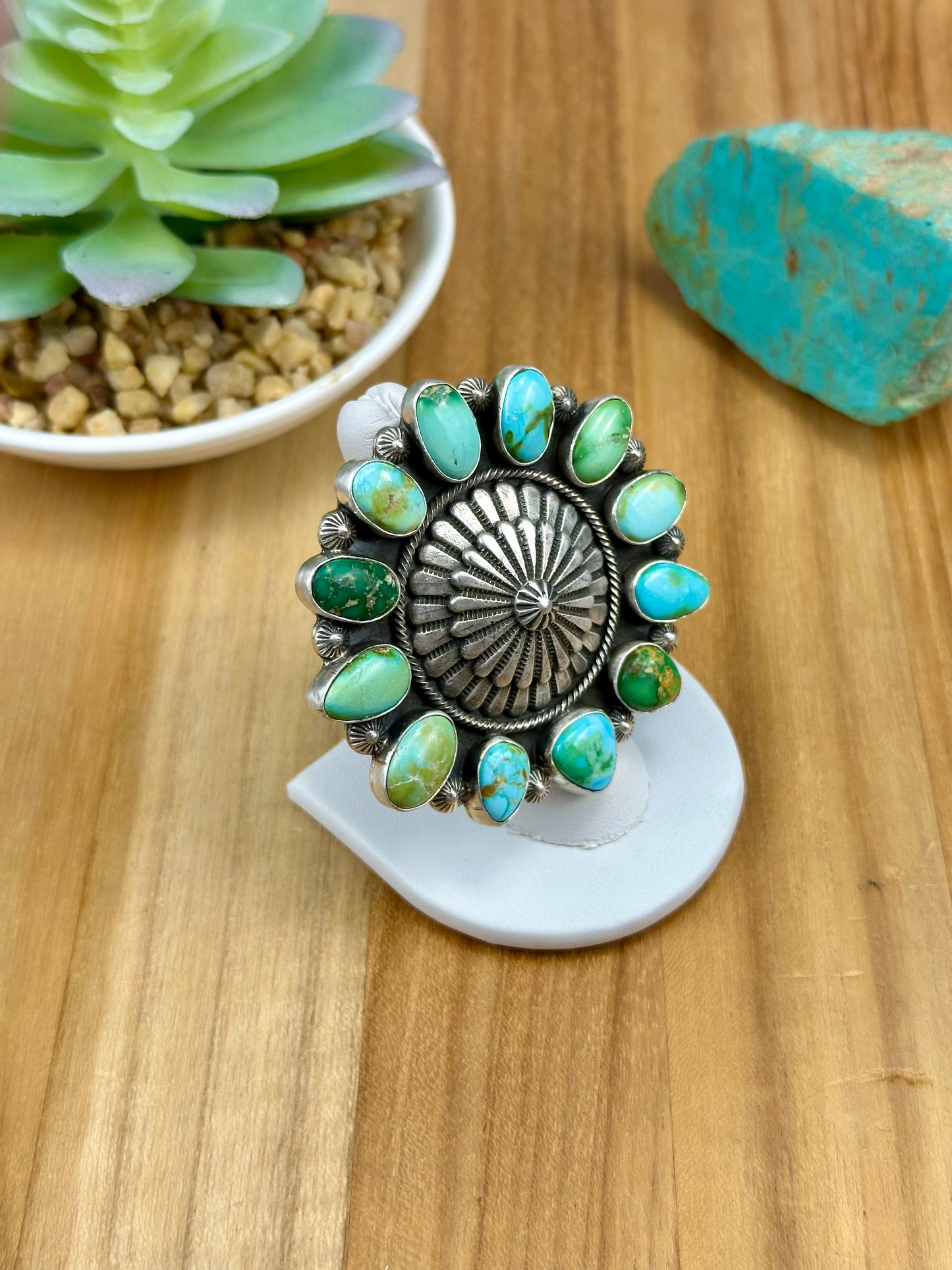 Sonoran Gold Turquoise Sterling Cluster Ring