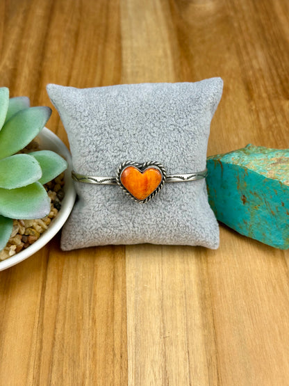 Orange Spiny Heart Sterling Cuff