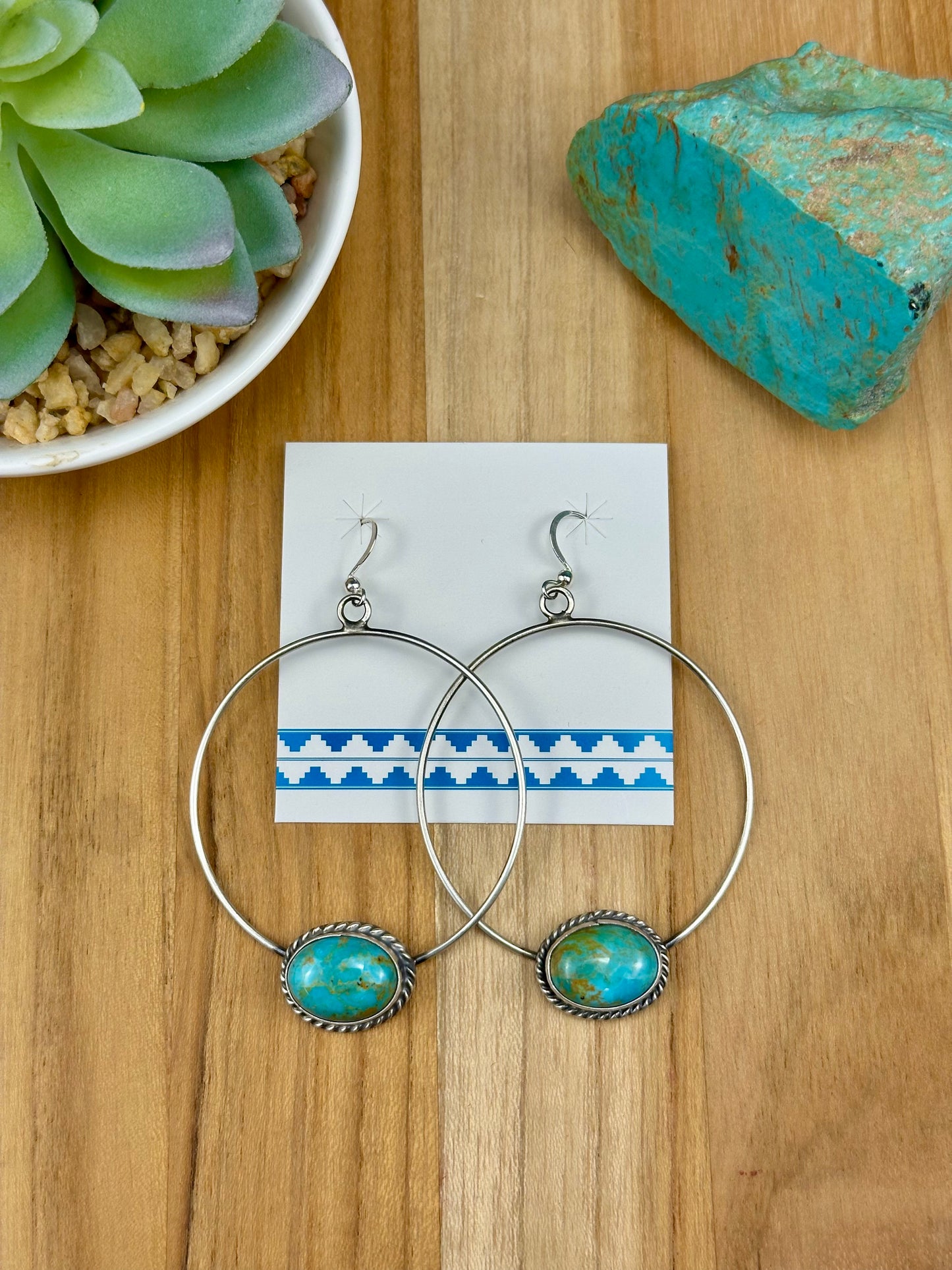 Kingman Turquoise Hoop Earrings
