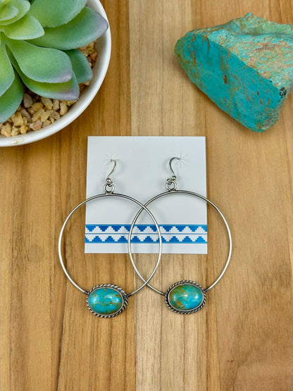 Kingman Turquoise Hoop Earrings