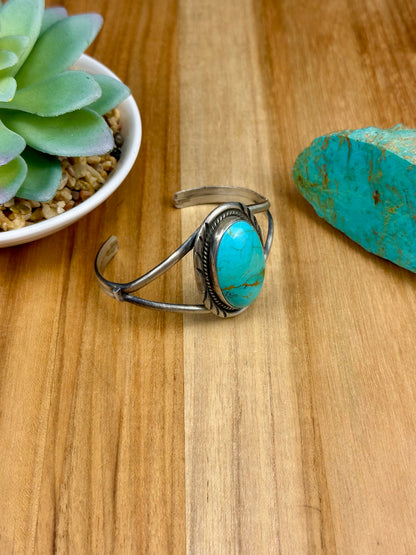 Kingman Turquoise Oval Sterling Cuff