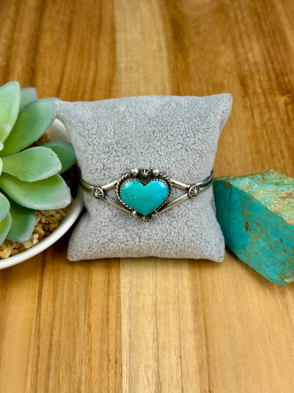 Kingman Turquoise Heart Sterling Cuff