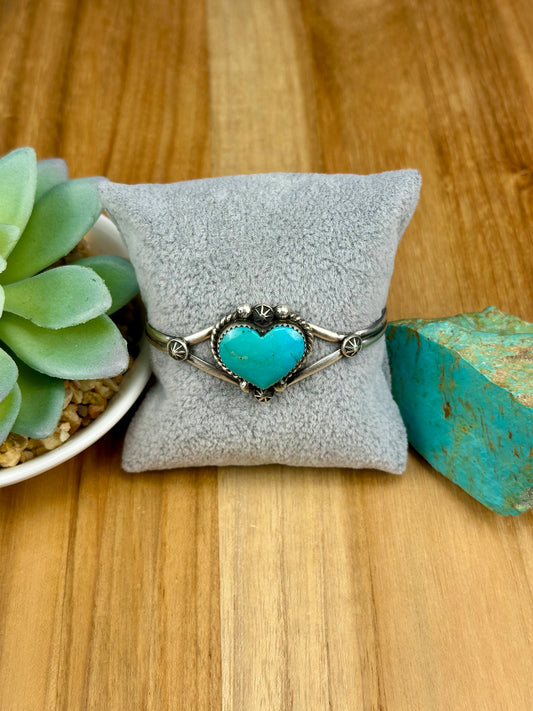 Kingman Turquoise Heart Sterling Cuff
