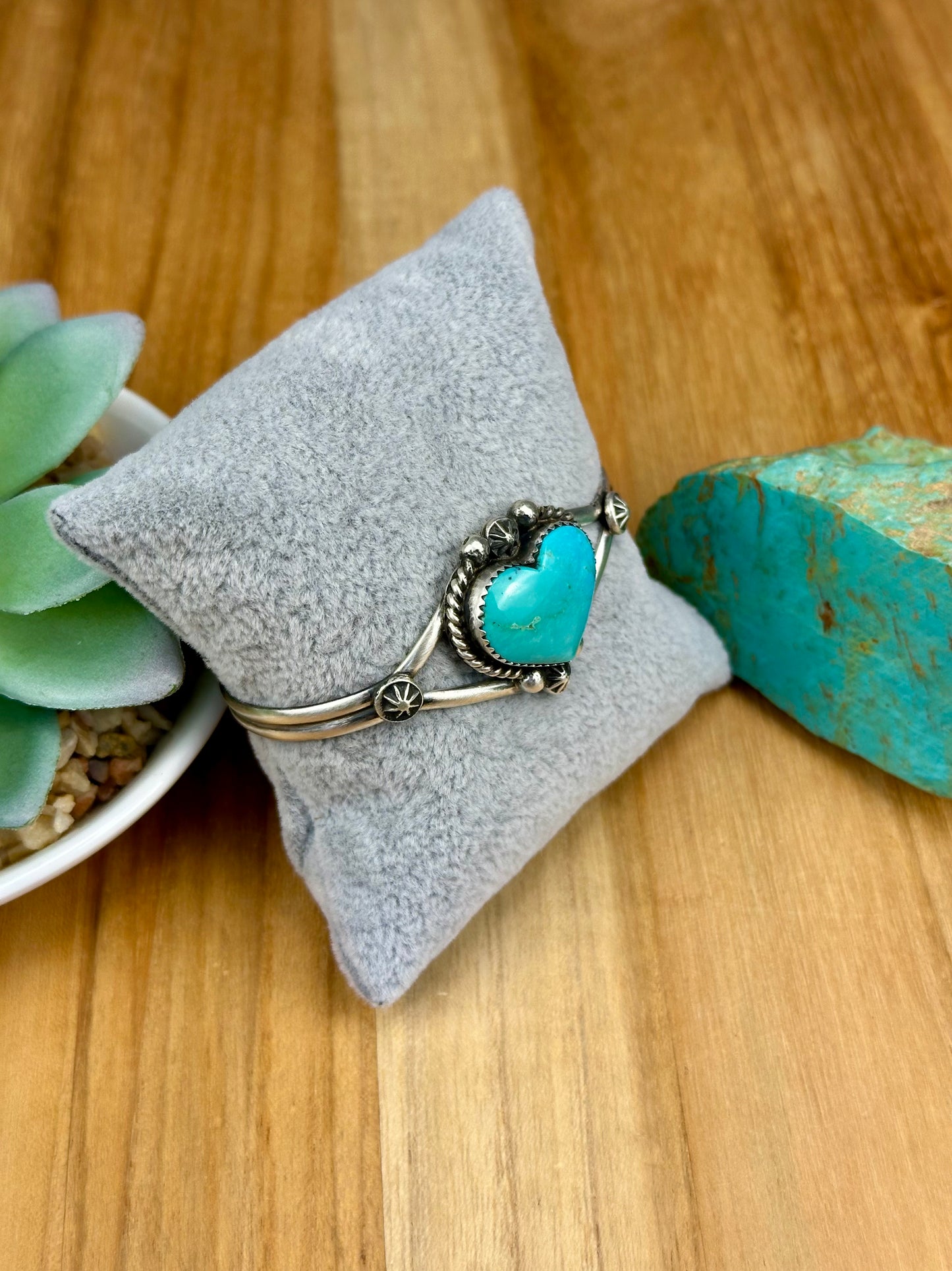Kingman Turquoise Heart Sterling Cuff