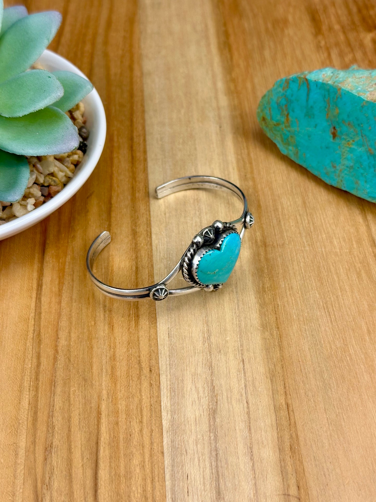 Kingman Turquoise Heart Sterling Cuff