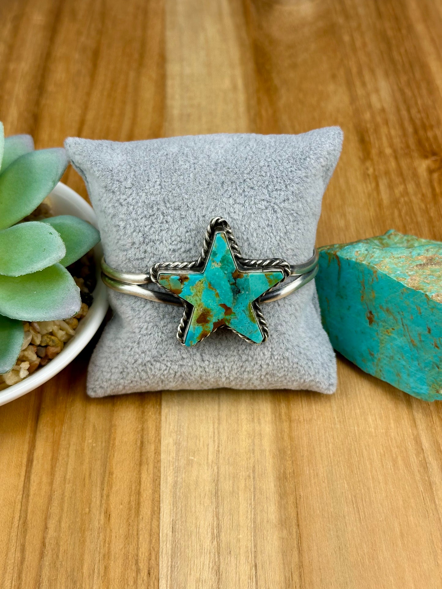 Kingman Turquoise Sterling Star Cuff