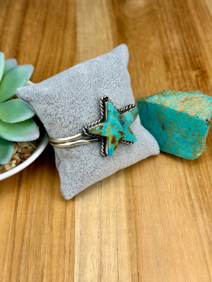 Kingman Turquoise Sterling Star Cuff