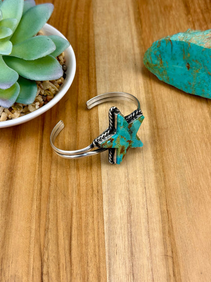 Kingman Turquoise Sterling Star Cuff