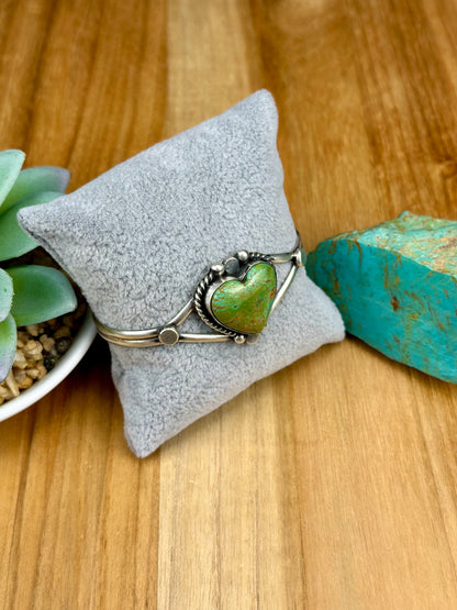 Kingman Turquoise Heart Sterling Cuff