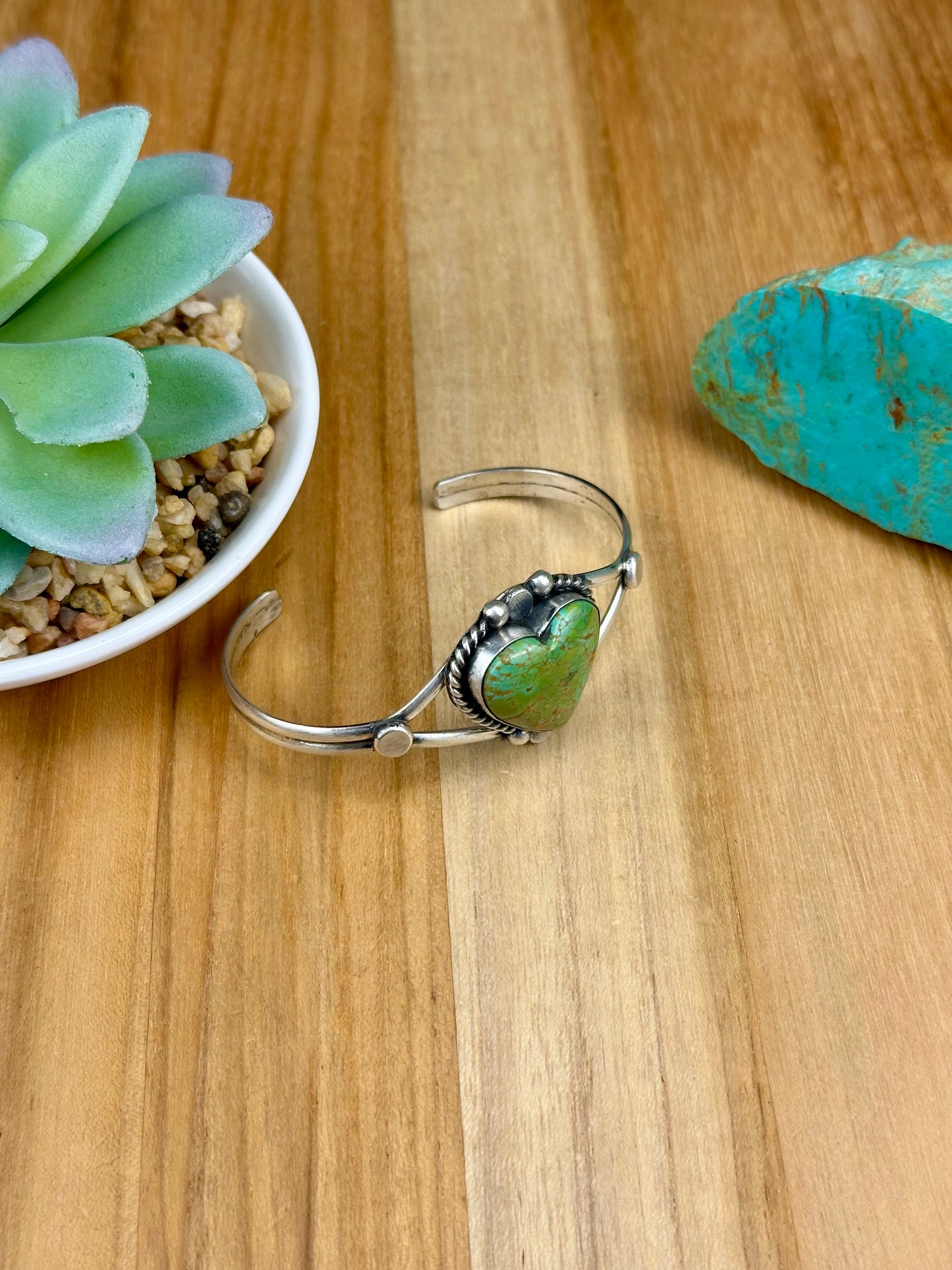 Kingman Turquoise Heart Sterling Cuff