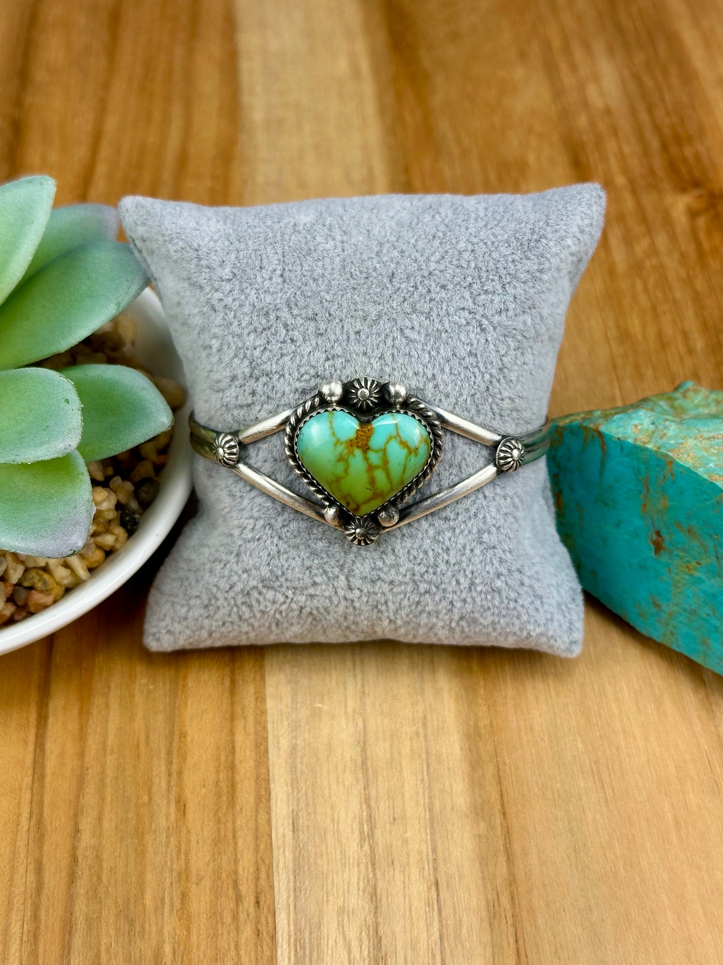 Kingman Turquoise Heart Sterling Cuff